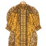 Gold Brown RAIE Floral Short Sleeves Blouse / ZIMMERMANN - Size 36