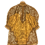 Gold Brown RAIE Floral Short Sleeves Blouse / ZIMMERMANN - Size 36