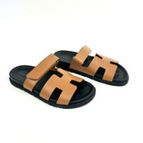 Gold CHYPRE Calfskin Leather Sandals / HERMES - Size 39