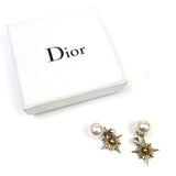 Gold-Finish Metal and White Resin TRIBAL Sunburst Pearl Earrings / CHRISTIAN DIOR