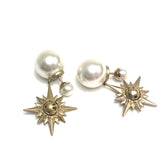 Gold-Finish Metal and White Resin TRIBAL Sunburst Pearl Earrings / CHRISTIAN DIOR