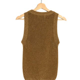 Gold KAHN Shiny Knitted Sleeveless Top / BALZAC PARIS - Size XS