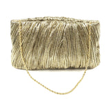 Gold Laminated Pleated Evening Bag / LOEFFLER RANDALL