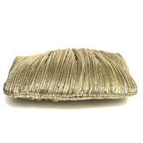 Gold Laminated Pleated Evening Bag / LOEFFLER RANDALL