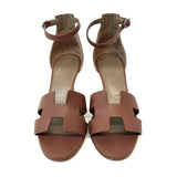 Gold LEGEND Calfskin Wedge Heel Sandals / HERMES - Size 37
