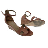Gold LEGEND Calfskin Wedge Heel Sandals / HERMES - Size 37