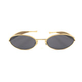 Gold Metal Sardine Oval Sunglasses / BOTTEGA VENETA