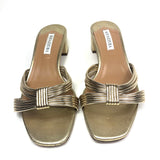 Gold Metallic Film 35 Leather Heeled Sandals / AQUAZZURA - Size 39.5