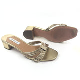 Gold Metallic Film 35 Leather Heeled Sandals / AQUAZZURA - Size 39.5