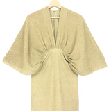 Gold Metallic Gathered Stretch Knit Mini Dress / ROTATE - Size 38