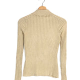 Gold Metallic Ribbed Long Sleeves Top / ZIMMERMANN - Size 0