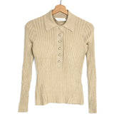 Gold Metallic Ribbed Long Sleeves Top / ZIMMERMANN - Size 0