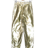 Gold Metallic Silk High Rise Pants / LUKHANYO MDINGI - Size 36
