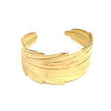 Gold Plated Leaves Bangle Bracelet - One Size