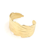 Gold Plated Leaves Bangle Bracelet - One Size