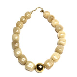 Gold Plated Steel with Nude Resin Beads OEDIPE Necklace / ZAG - Size 40cm
