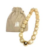 Gold Plated Steel with Nude Resin Beads OEDIPE Necklace / ZAG - Size 40cm