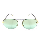 Gold Tone Brown Monogram Leather Aviator Sunglasses / LOUIS VUITTON