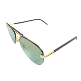 Gold Tone Brown Monogram Leather Aviator Sunglasses / LOUIS VUITTON