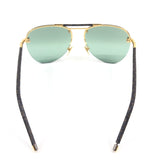 Gold Tone Brown Monogram Leather Aviator Sunglasses / LOUIS VUITTON