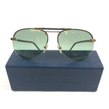 Gold Tone Brown Monogram Leather Aviator Sunglasses / LOUIS VUITTON