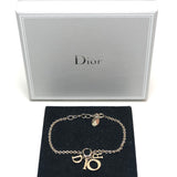 Gold Tone Crystal Multi DIOR Charm Bracelet / DIOR