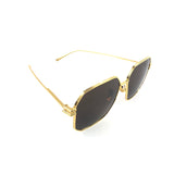 Gold Tone Metal Geometric Frame Sunglasses / BOTTEGA VENETA