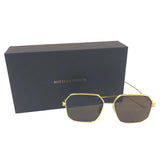 Gold Tone Metal Geometric Frame Sunglasses / BOTTEGA VENETA