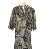 Golden Bronze Lurex Gathered Midi Dress / ISABEL MARANT - Size 38