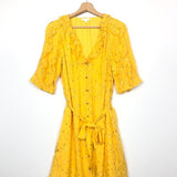 Golden Yellow V-neckline Ruffled JOSEPHINE Silk Dress / SEZANE - Size 38