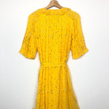 Golden Yellow V-neckline Ruffled JOSEPHINE Silk Dress / SEZANE - Size 38