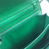 Grass Green Classic Box Medium Python Shoulder Bag / CELINE - Size 24 cm