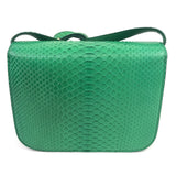 Grass Green Classic Box Medium Python Shoulder Bag / CELINE - Size 24 cm