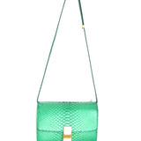 Grass Green Classic Box Medium Python Shoulder Bag / CELINE - Size 24 cm