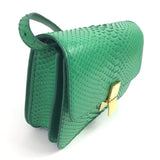 Grass Green Classic Box Medium Python Shoulder Bag / CELINE - Size 24 cm