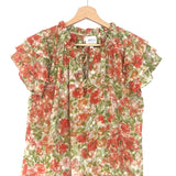 Green and Orange Floral Ruffled MARIA Blouse / MISA LOS ANGELES - Size S