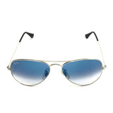 Green/Blue Gradient Polished Silver Aviator Sunglasses / RAY-BAN