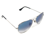 Green/Blue Gradient Polished Silver Aviator Sunglasses / RAY-BAN