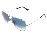 Green/Blue Gradient Polished Silver Aviator Sunglasses / RAY-BAN