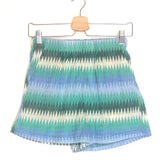 Green Chevron Knitted Mini Shorts