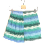 Green Chevron Knitted Mini Shorts
