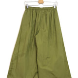 Green Cotton Wide Leg Cropped Pants / JOHANNA - One Size