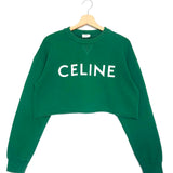 Green Cropped Logo Sweatshirt / CELINE - Size M