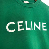 Green Cropped Logo Sweatshirt / CELINE - Size M