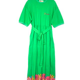 Green Floral Print Cotton Jersey Dress / KARAVAN - Size S