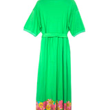 Green Floral Print Cotton Jersey Dress / KARAVAN - Size S