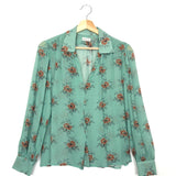 Green Floral-print Silk Buttoned Blouse / MASSCOB - Size S