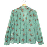 Green Floral-print Silk Buttoned Blouse / MASSCOB - Size S