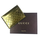 Green Glossy Micro Guccissima Leather Card Holder / GUCCI
