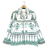 Green Graphic Print Silk Pajama Shirt / FABIANA FILIPPI - Size M